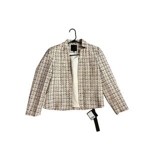 MINASELF Women's Tweed Jacket Blazer Open‎ Front Cropped Multi Color Size S